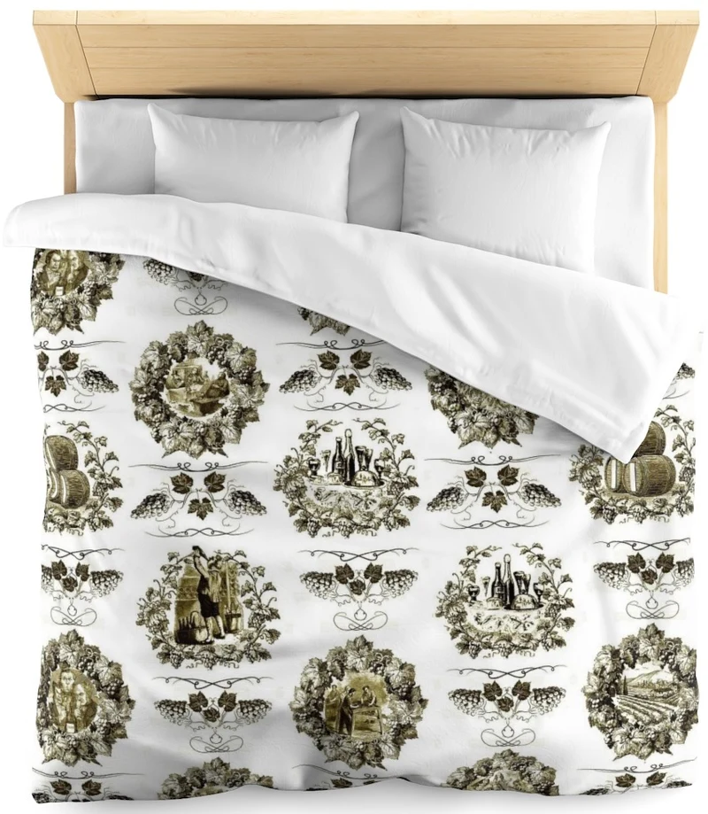 Toile de Jouy vert tissu authentique ameublement mètre rideau coussin couette