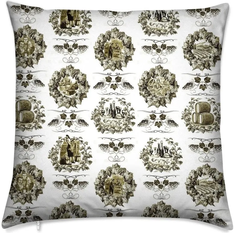 Toile de Jouy vert tissu authentique ameublement mètre rideau coussin couette