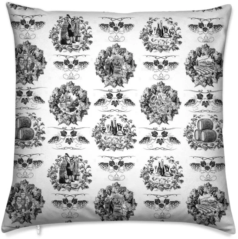 Toile de Jouy noir tissu au mètre rideau coussin couette