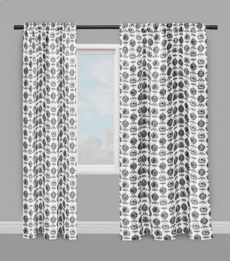 Toile de Jouy noir tissu au mètre rideau coussin couette