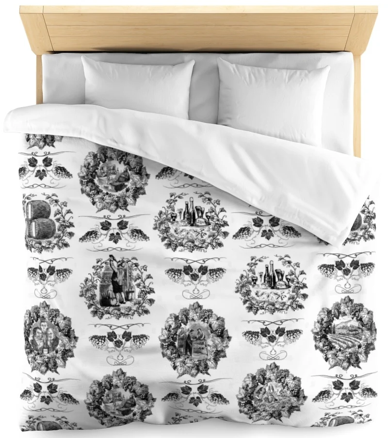 Toile de Jouy noir tissu au mètre rideau coussin couette
