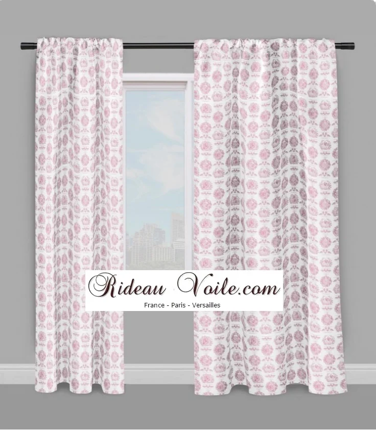 Toile de Jouy rose tissu au mètre Textile Empire upholstery country french fabric