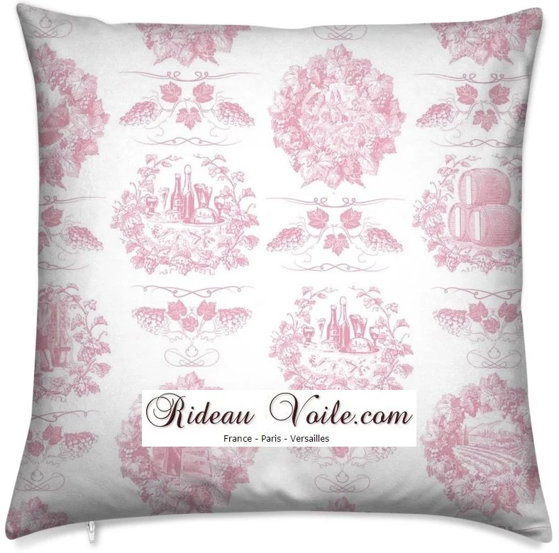 Toile de Jouy rose tissu au mètre Textile Empire upholstery country french fabric