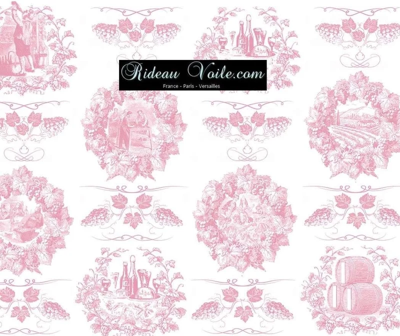 Toile de Jouy rose tissu au mètre Textile Empire upholstery country french fabric