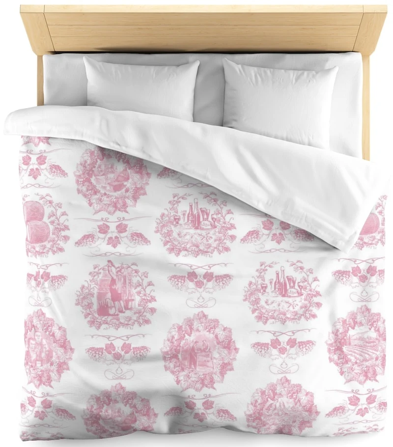 Toile de Jouy rose tissu au mètre Textile Empire upholstery country french fabric