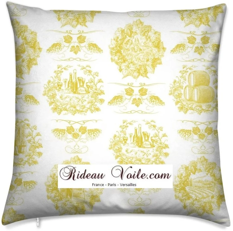 Toile de Jouy jaune tissu au mètre rideau Tapestry klädsel Restaurering gardintyg