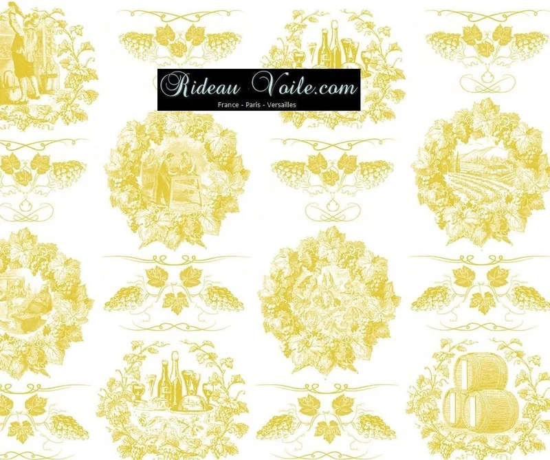 Toile de Jouy jaune tissu au mètre rideau Tapestry klädsel Restaurering gardintyg