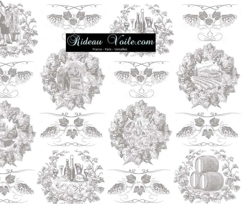 Toile de Jouy gris tissu au mètre Tecido tapeçaria cortina Gordijnen Gordijnstoffen