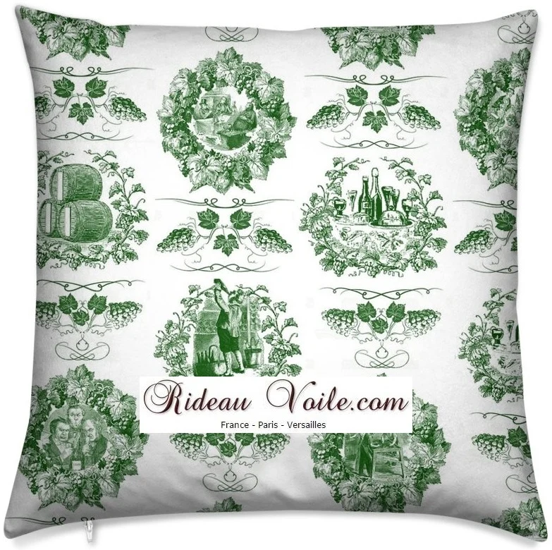 Tissu rideau Toile de Jouy vert textile Empire country French fabric upholstery