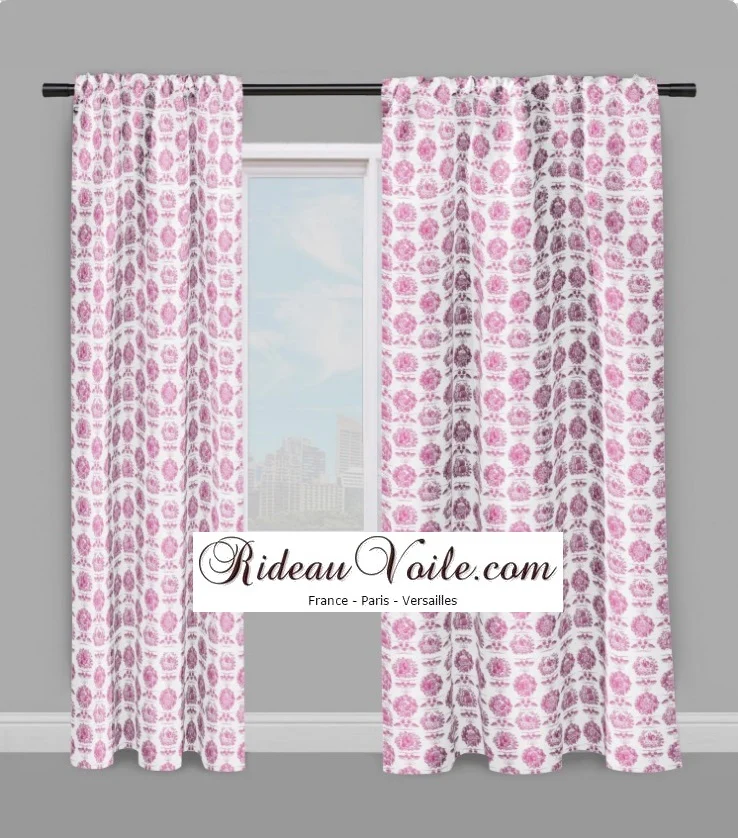 Toile de Jouy rose tissu au mètre rideau French fabrics stof tessuto Tende Toile Jouy