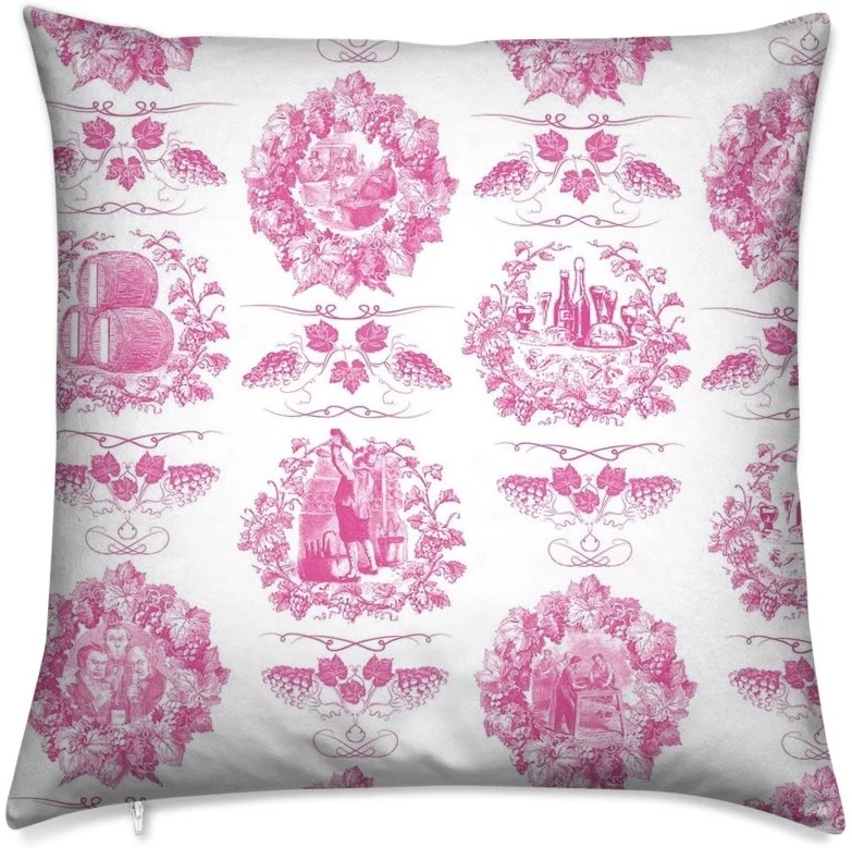 Toile de Jouy rose tissu au mètre rideau French fabrics stof tessuto Tende Toile Jouy