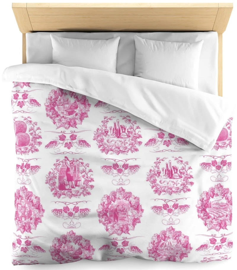 Toile de Jouy rose tissu au mètre rideau French fabrics stof tessuto Tende Toile Jouy