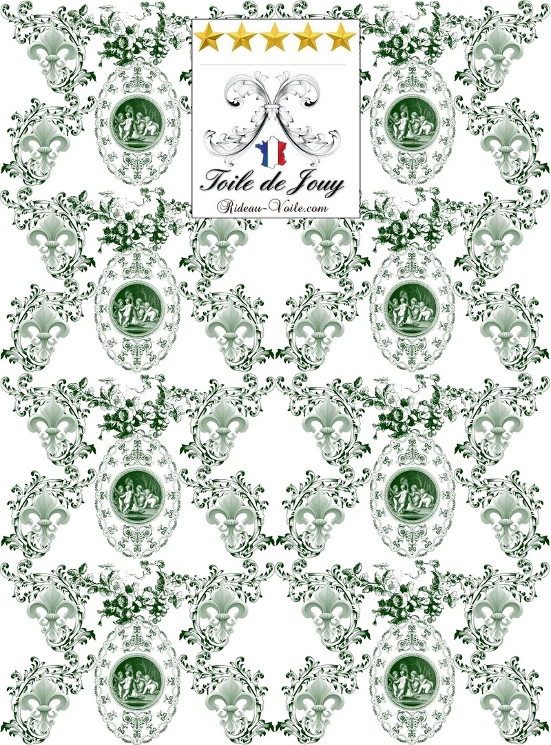 Tissu Toile de Jouy mètre liturgique Country French fabric Cherubim Liturgical