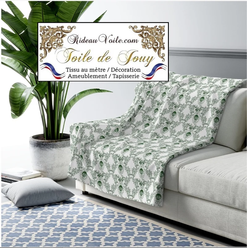 Tissu Toile de Jouy mètre liturgique Country French fabric Cherubim Liturgical