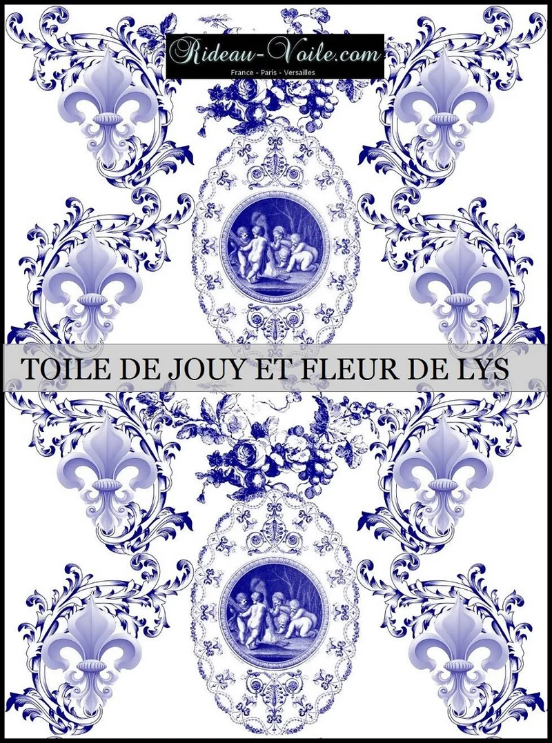 Toile de Jouy tissu ameublement Chérubin Empire Fleur de Lys rinascimentale liturgico
