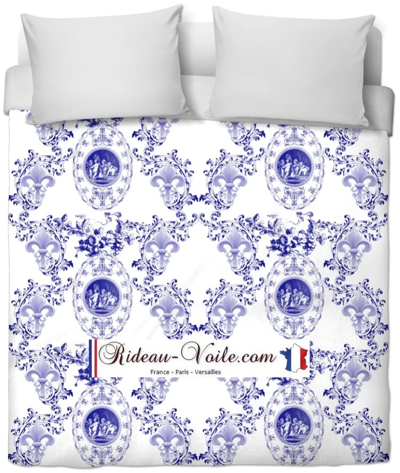 Toile de Jouy tissu ameublement Chérubin Empire Fleur de Lys rinascimentale liturgico