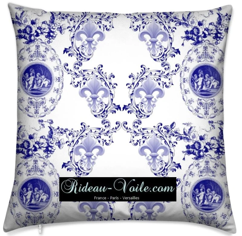 Toile de Jouy tissu ameublement Chérubin Empire Fleur de Lys rinascimentale liturgico