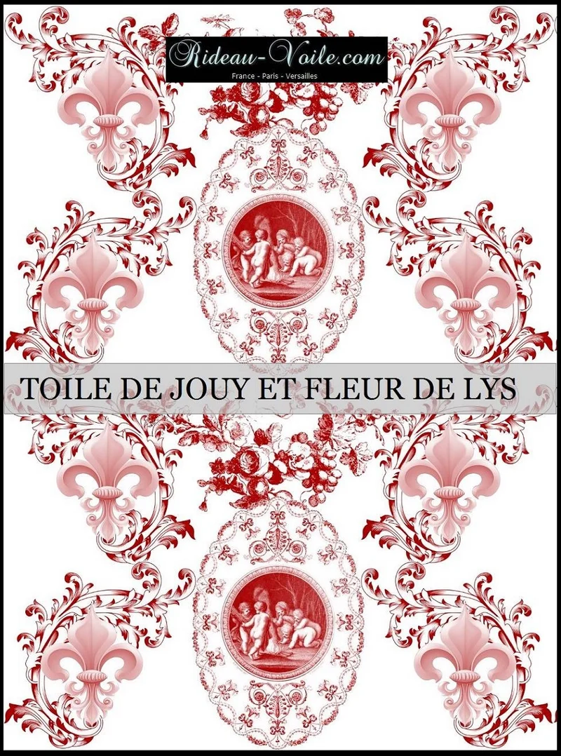 Toile de Jouy putti potto tissu ameublement Angelot Renaissance Fleur de Lys Empire