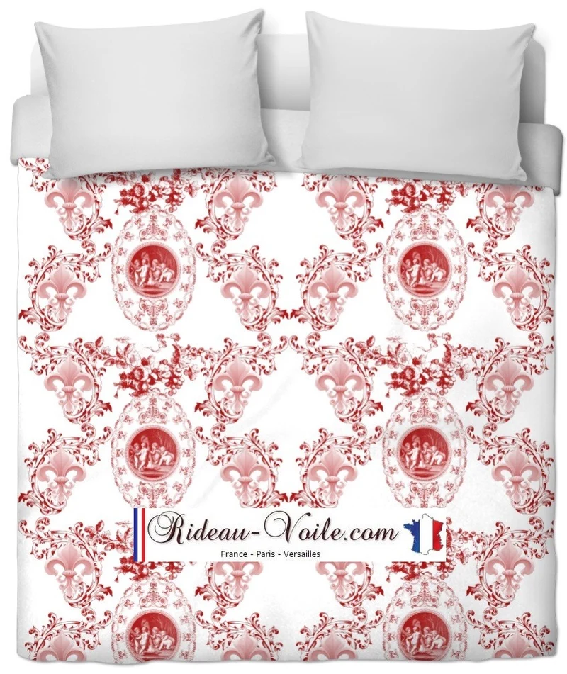 Toile de Jouy putti potto tissu ameublement Angelot Renaissance Fleur de Lys Empire