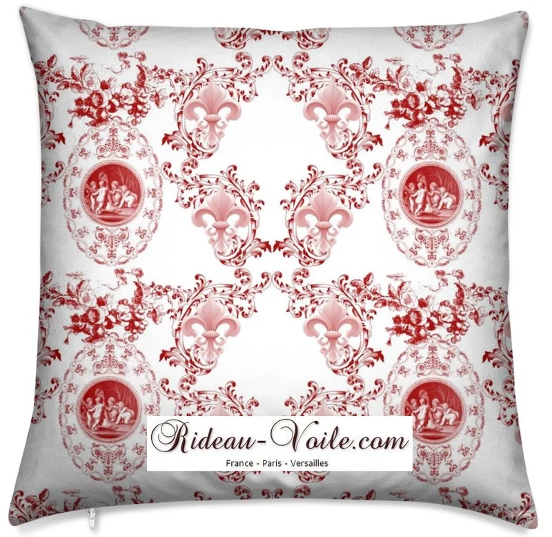 Toile de Jouy putti potto tissu ameublement Angelot Renaissance Fleur de Lys Empire