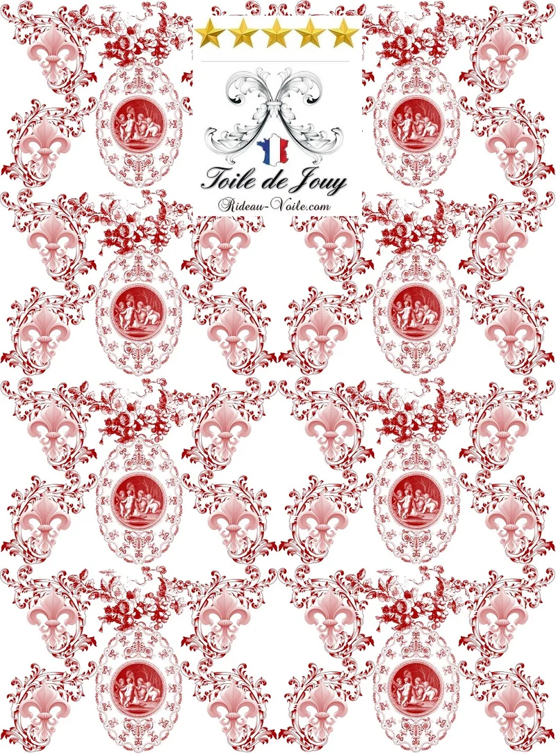 Toile de Jouy putti potto tissu ameublement Angelot Renaissance Fleur de Lys Empire