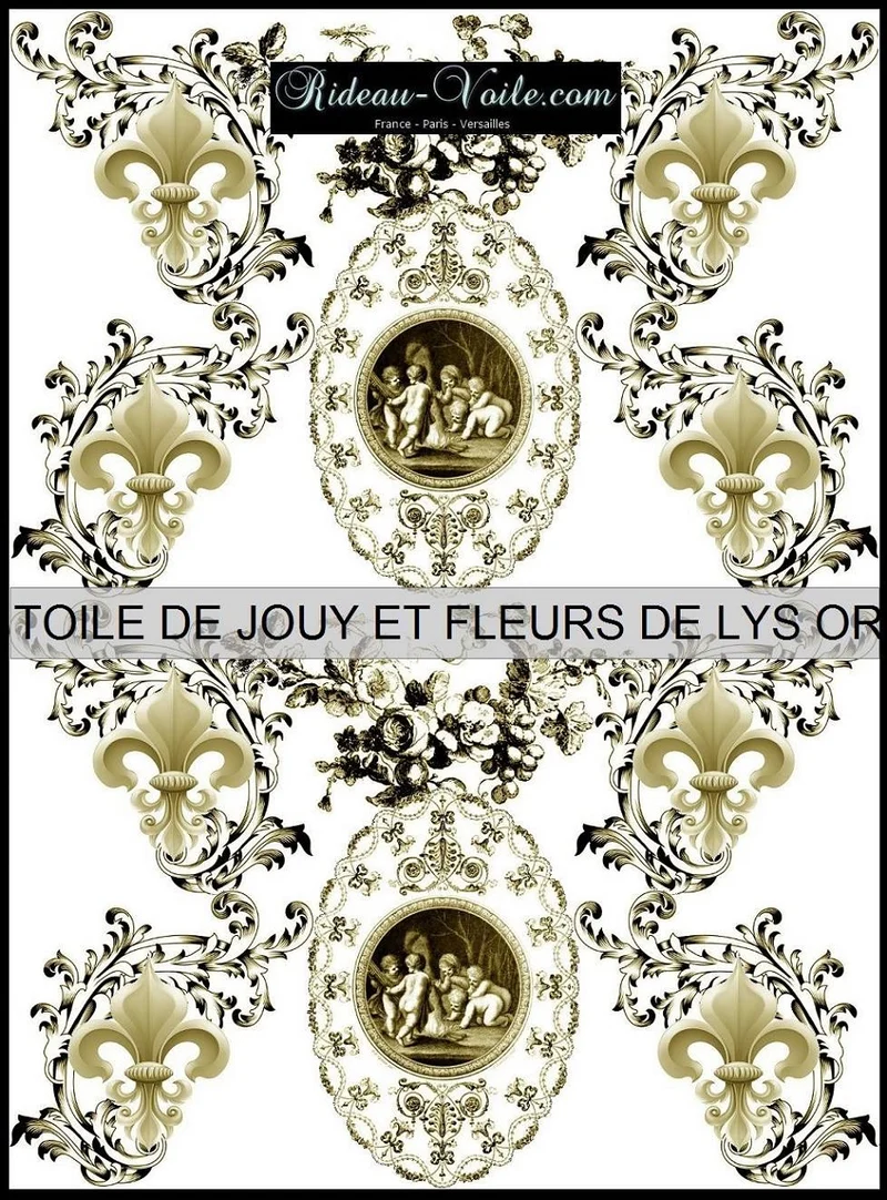 Toile de Jouy tissu Renaissance Empire Anges Fleur de Lys mètre Tecido cortina Anjos