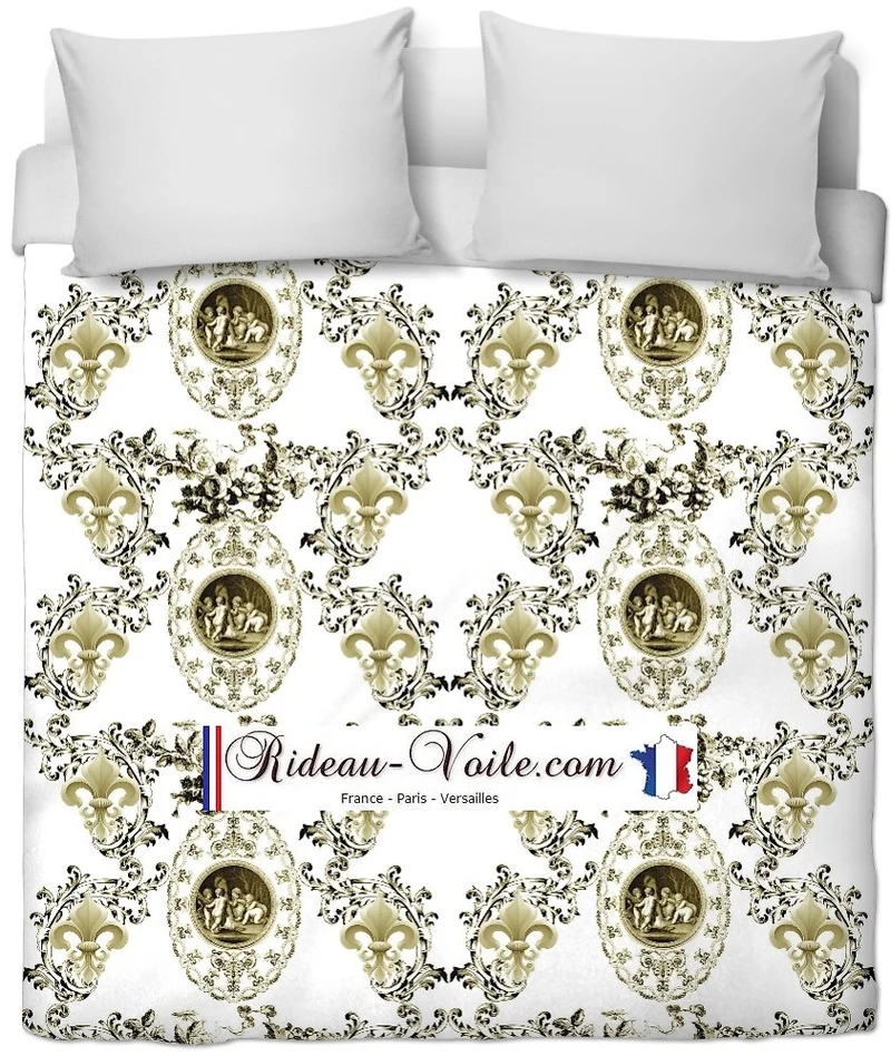 Toile de Jouy tissu Renaissance Empire Anges Fleur de Lys mètre Tecido cortina Anjos