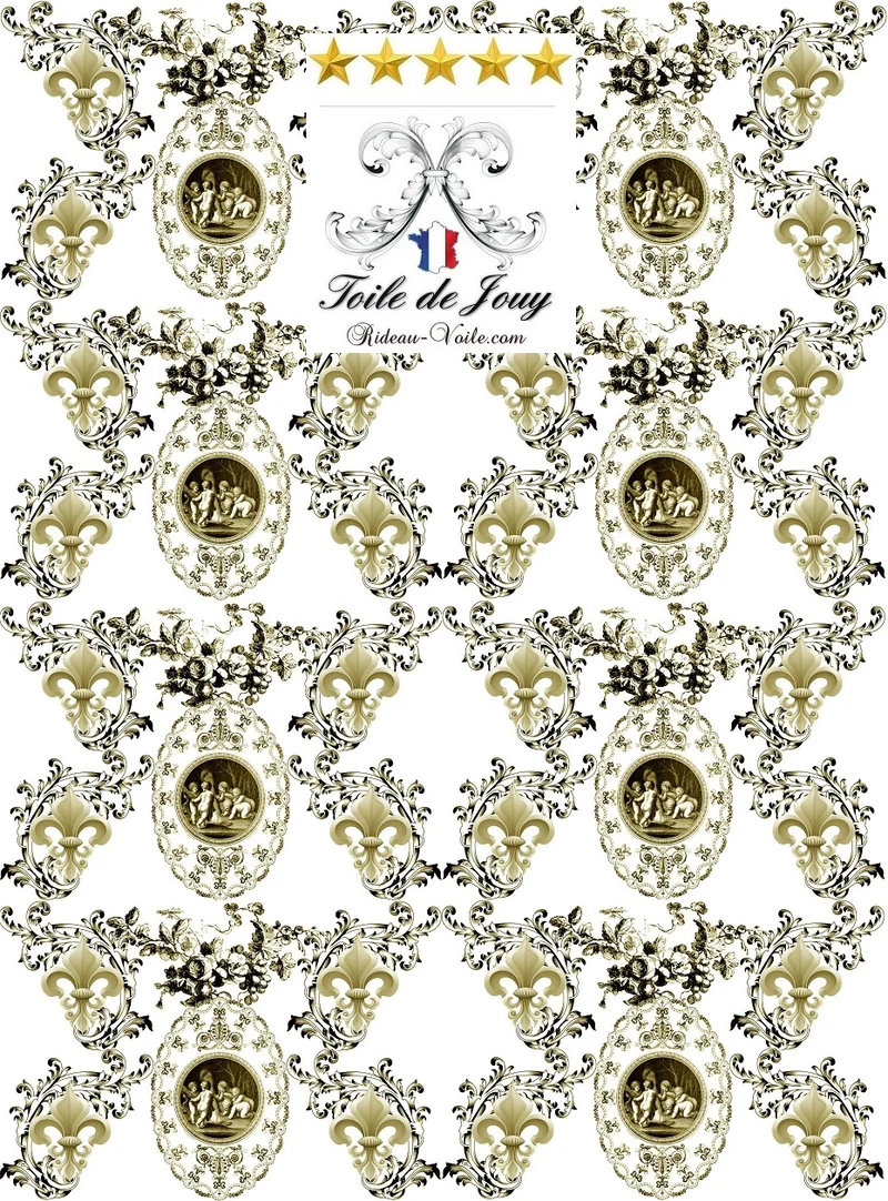 Toile de Jouy tissu Renaissance Empire Anges Fleur de Lys mètre Tecido cortina Anjos