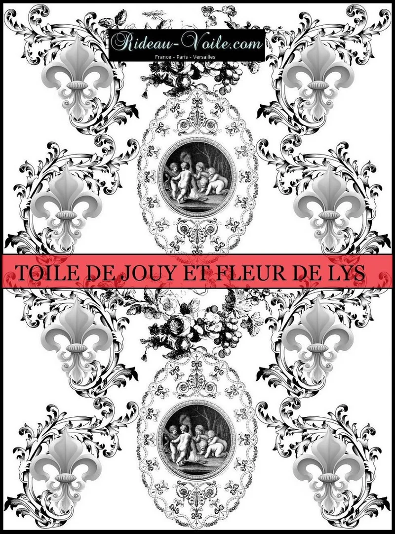 Toile de Jouy tissu Baroque au mètre Empire Anges Fleur de Lys Tecido cortina Anjos