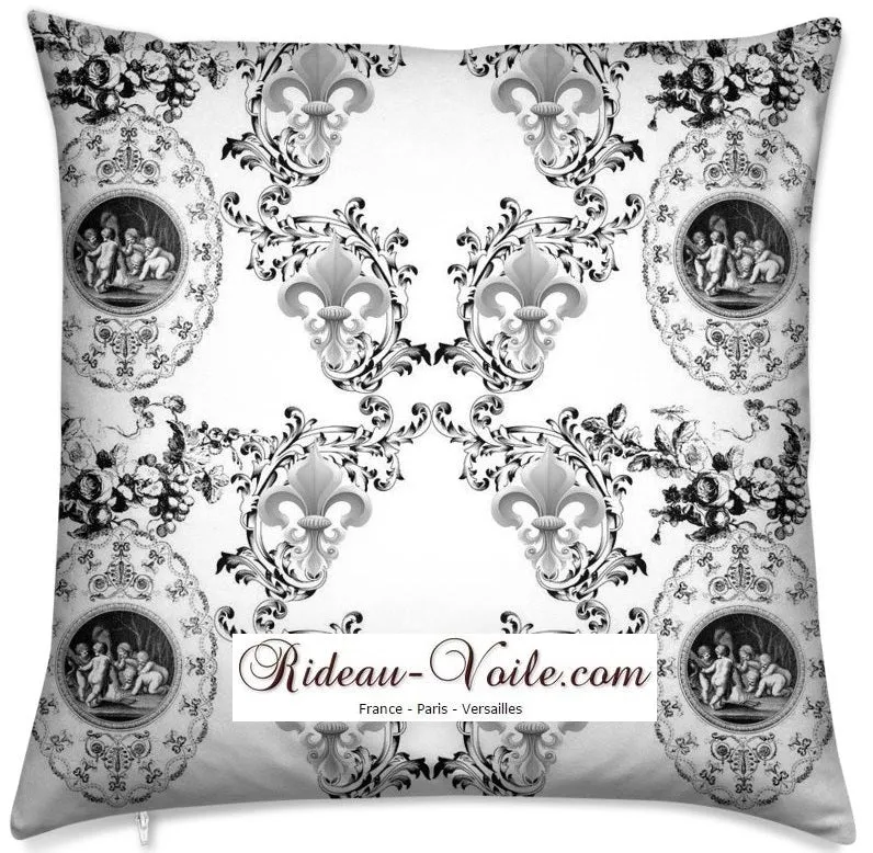 Toile de Jouy tissu Baroque au mètre Empire Anges Fleur de Lys Tecido cortina Anjos