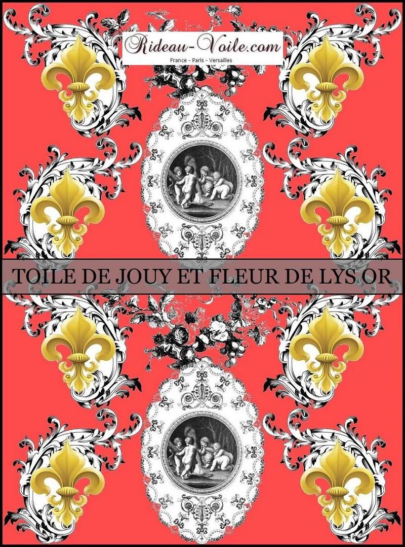 Tissu Toile de Jouy ameublement mètre liturgique Chérubins fabric cherub curtain