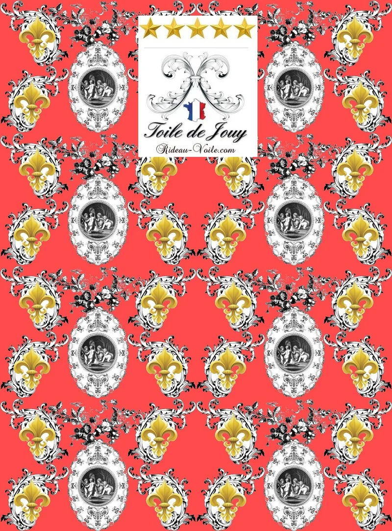 Tissu Toile de Jouy ameublement mètre liturgique Chérubins fabric cherub curtain