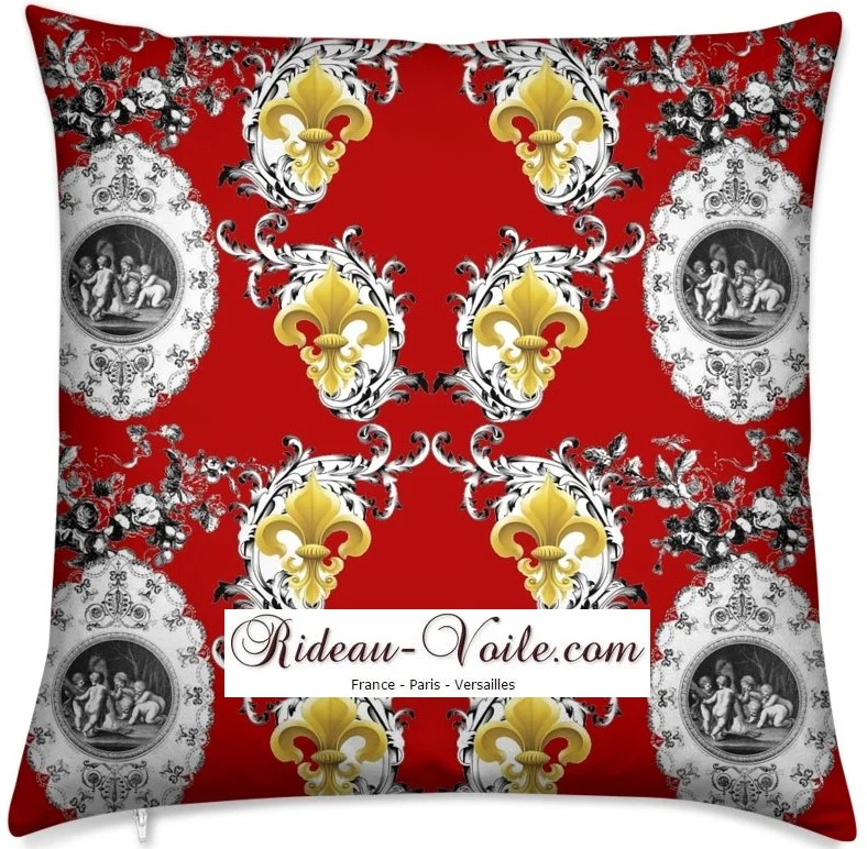 Toile de Jouy tissu rideau Fleur de Lys enkeli verho kangas Renaissance tecido anjos
