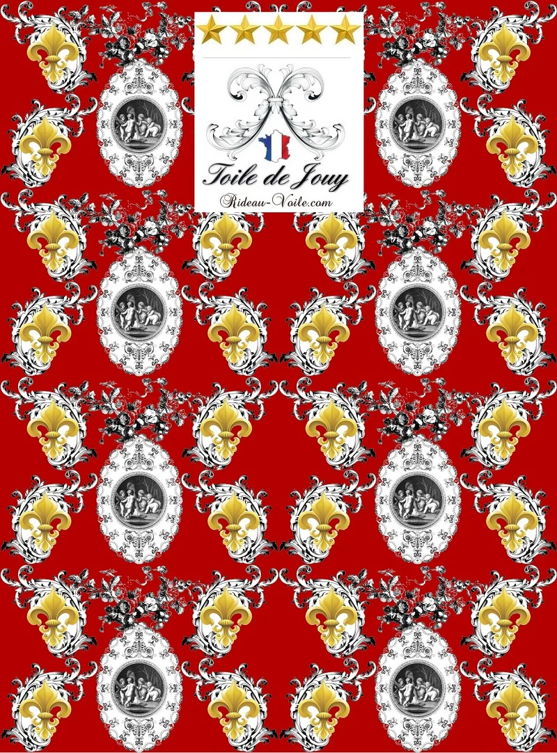 Toile de Jouy tissu rideau Fleur de Lys enkeli verho kangas Renaissance tecido anjos