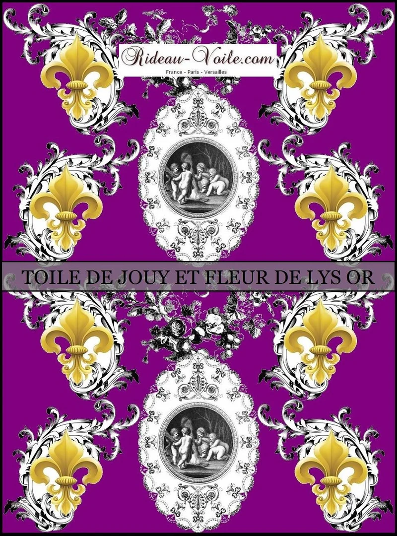Toile de Jouy tissu ameublement au mètre Baroque motif Chérubin angelots Anges