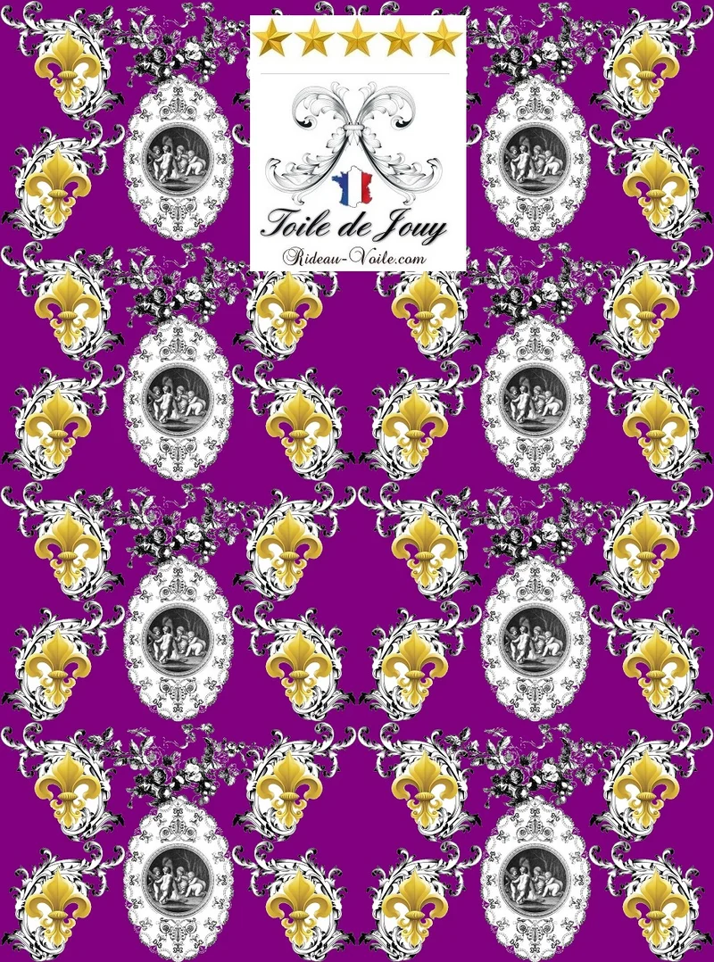 Toile de Jouy tissu ameublement au mètre Baroque motif Chérubin angelots Anges