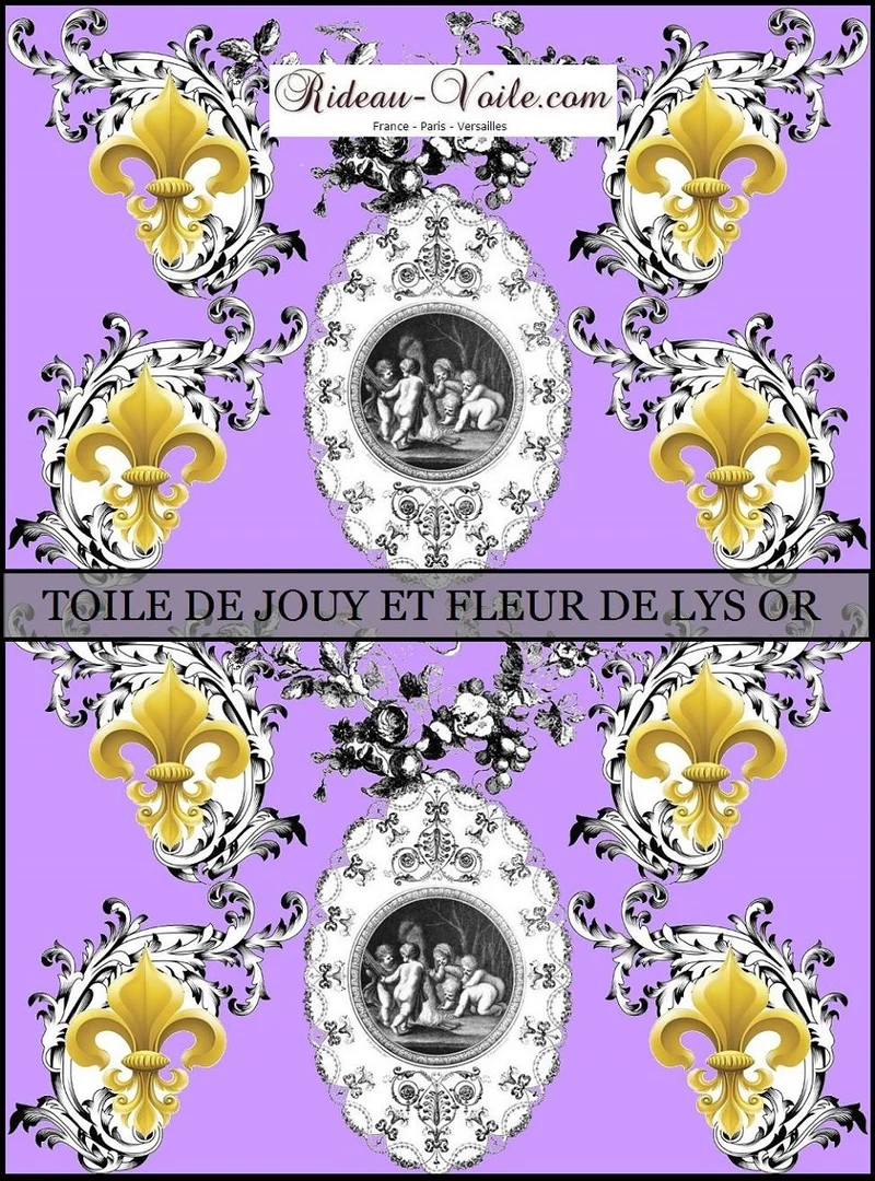 Toile de Jouy tissu ameublement au mètre Baroque motif Chérubin angelots Anges