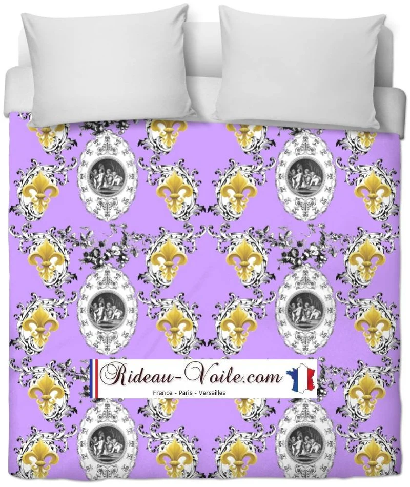 Toile de Jouy tissu ameublement au mètre Baroque motif Chérubin angelots Anges