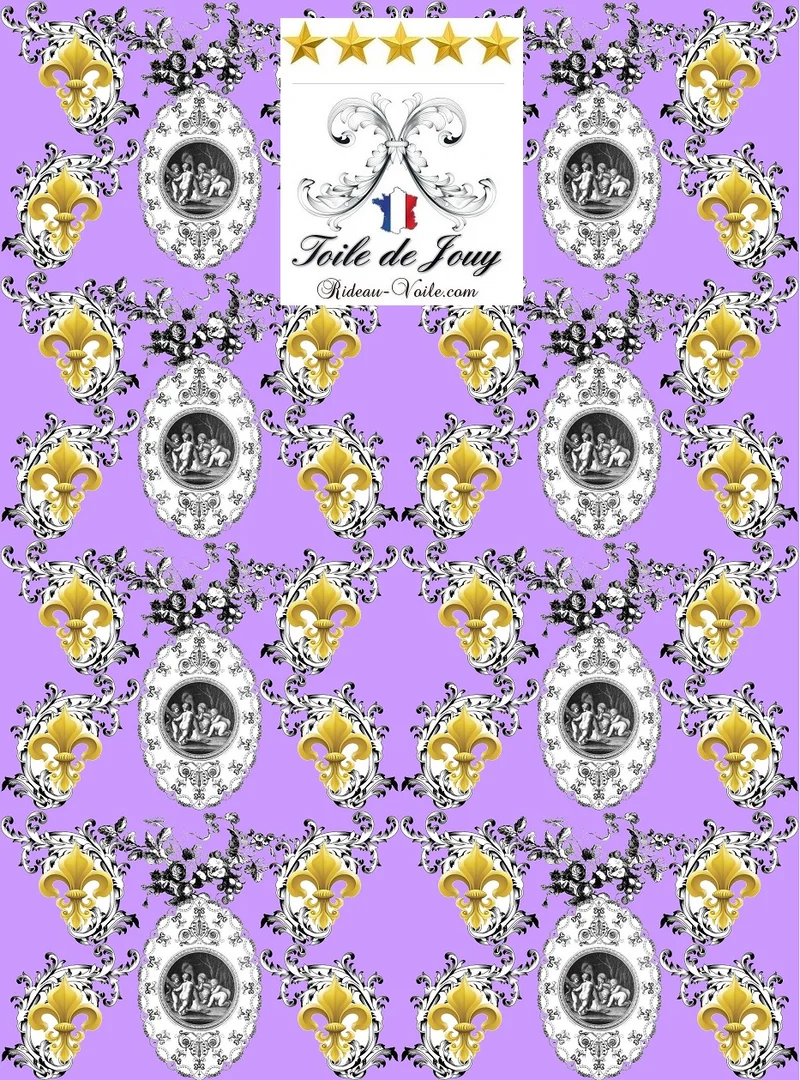 Toile de Jouy tissu ameublement au mètre Baroque motif Chérubin angelots Anges