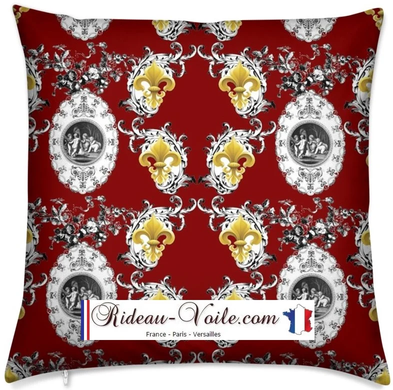 Tissu Baroque Toile de Jouy au mètre rideau Ignifugé occultant liturgique Chérubins