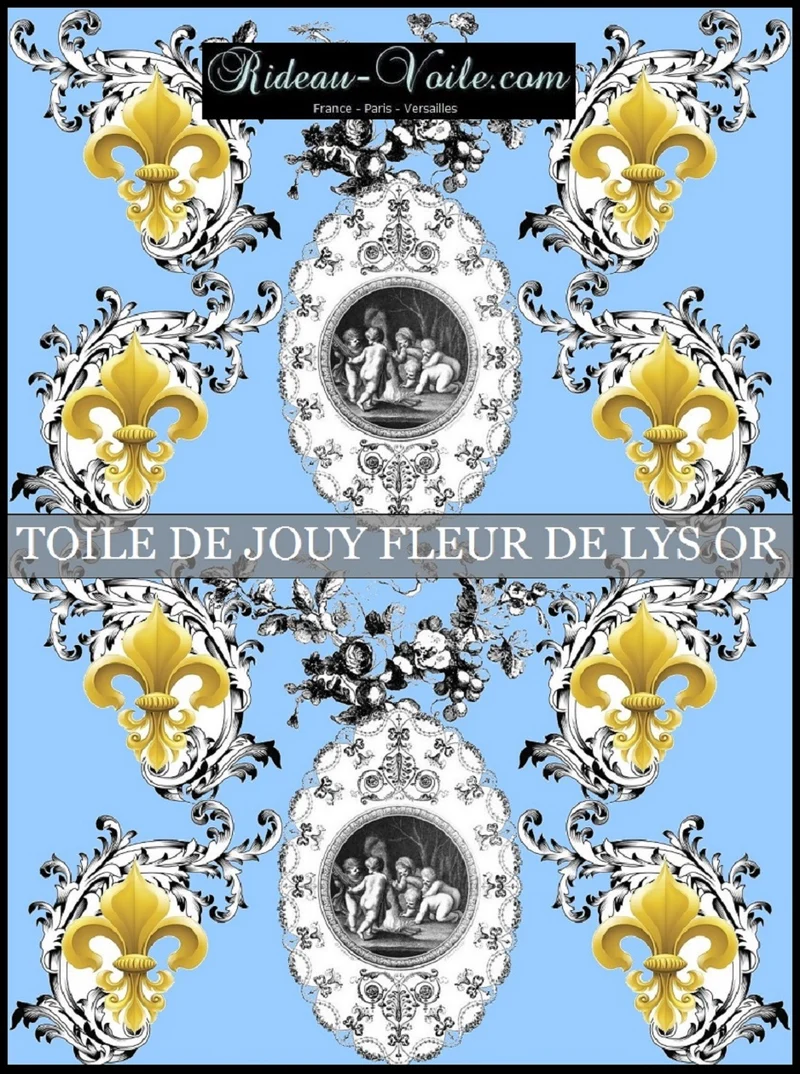 Baroque Rococo Toile de Jouy bleu Empire tissu motif Chérubin Renaissance mètre