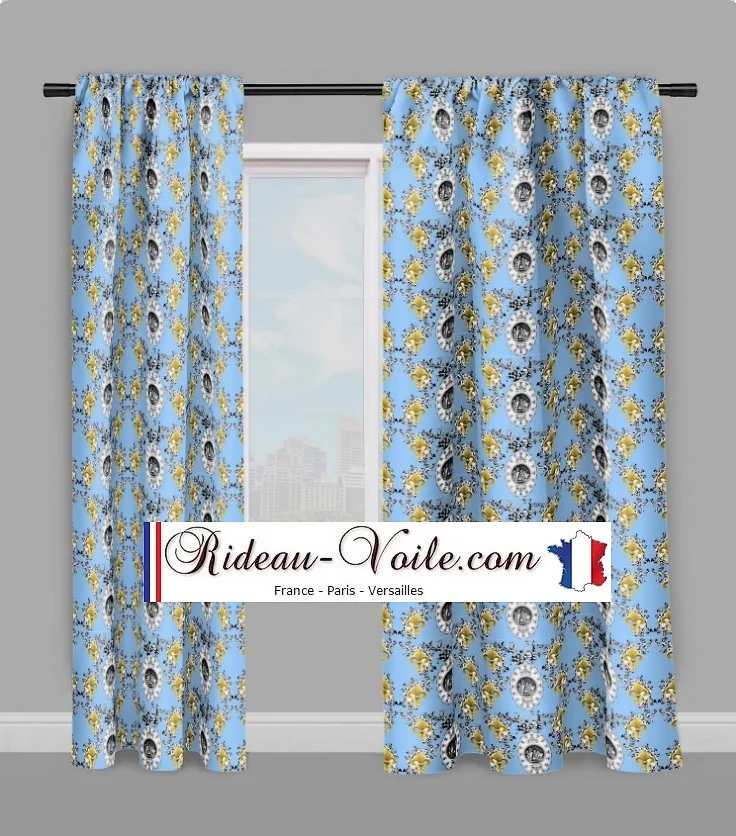 Baroque Rococo Toile de Jouy bleu Empire tissu motif Chérubin Renaissance mètre