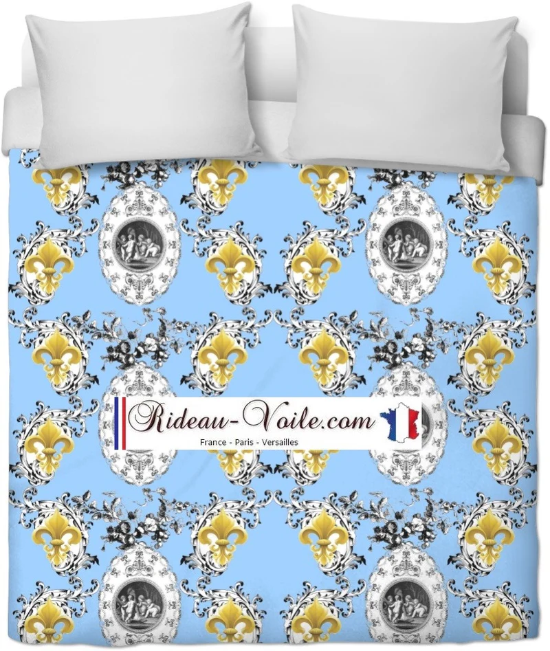 Baroque Rococo Toile de Jouy bleu Empire tissu motif Chérubin Renaissance mètre