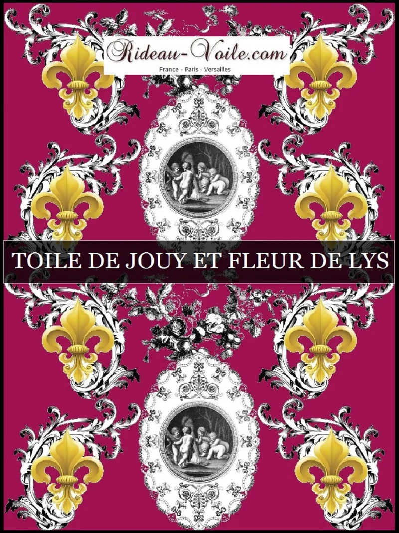 Toile de Jouy rouge Baroque tissu au mètre motif Angelo pitti Empire Fleur de Lys