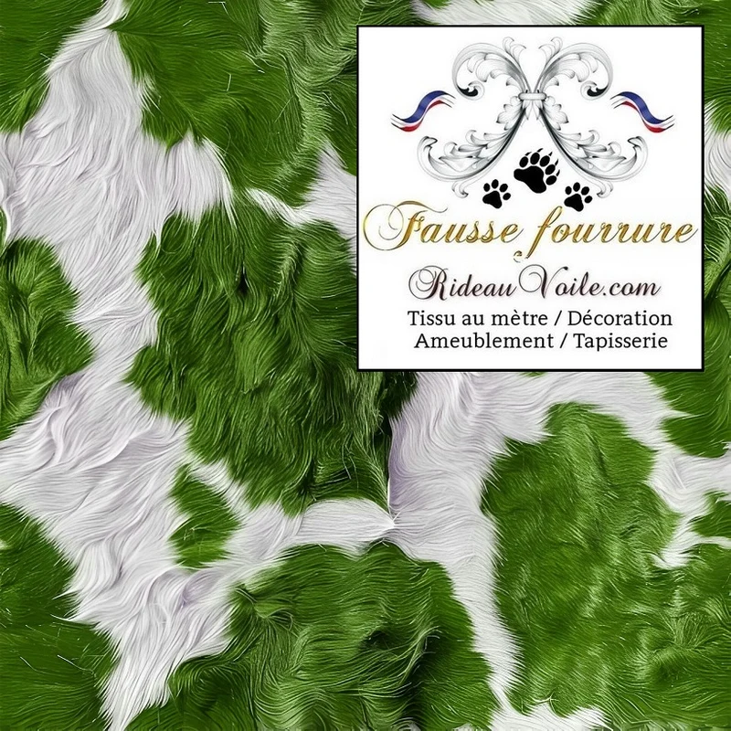 Tissu 🔥 intérieur velours vert ameublement imitation fausse fourrure peau de vache