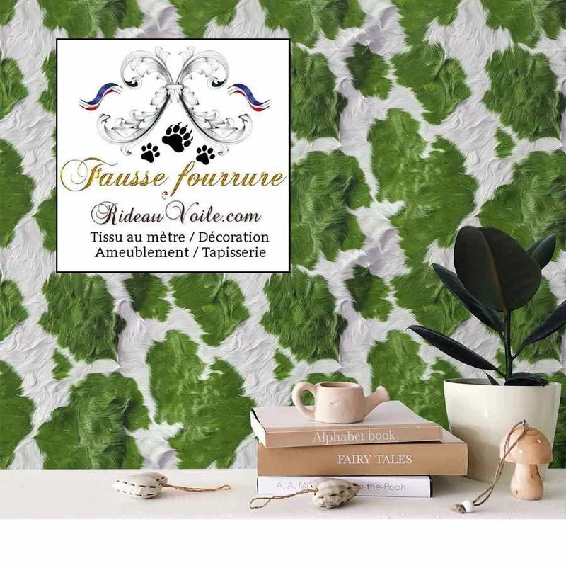Tissu 🔥 intérieur velours vert ameublement imitation fausse fourrure peau de vache