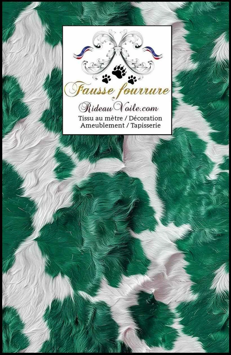 Tissu 🔥 intérieur velours vert ameublement imitation fausse fourrure peau de bête de vache