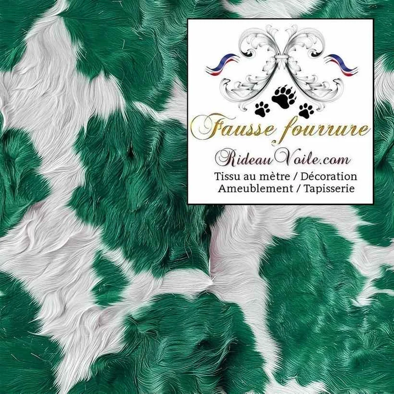 Tissu 🔥 intérieur velours vert ameublement imitation fausse fourrure peau de bête de vache