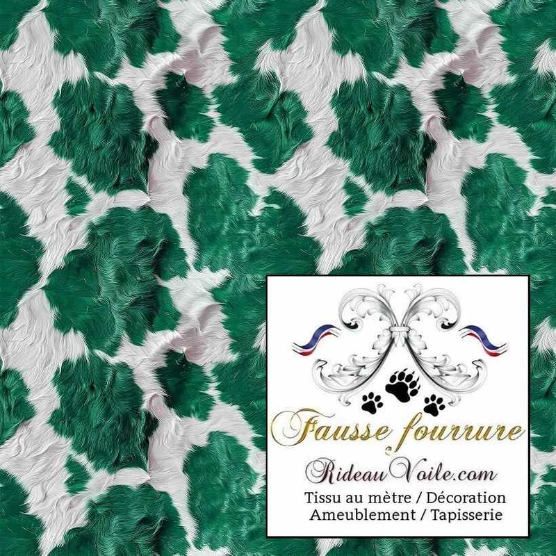 Tissu 🔥 intérieur velours vert ameublement imitation fausse fourrure peau de bête de vache
