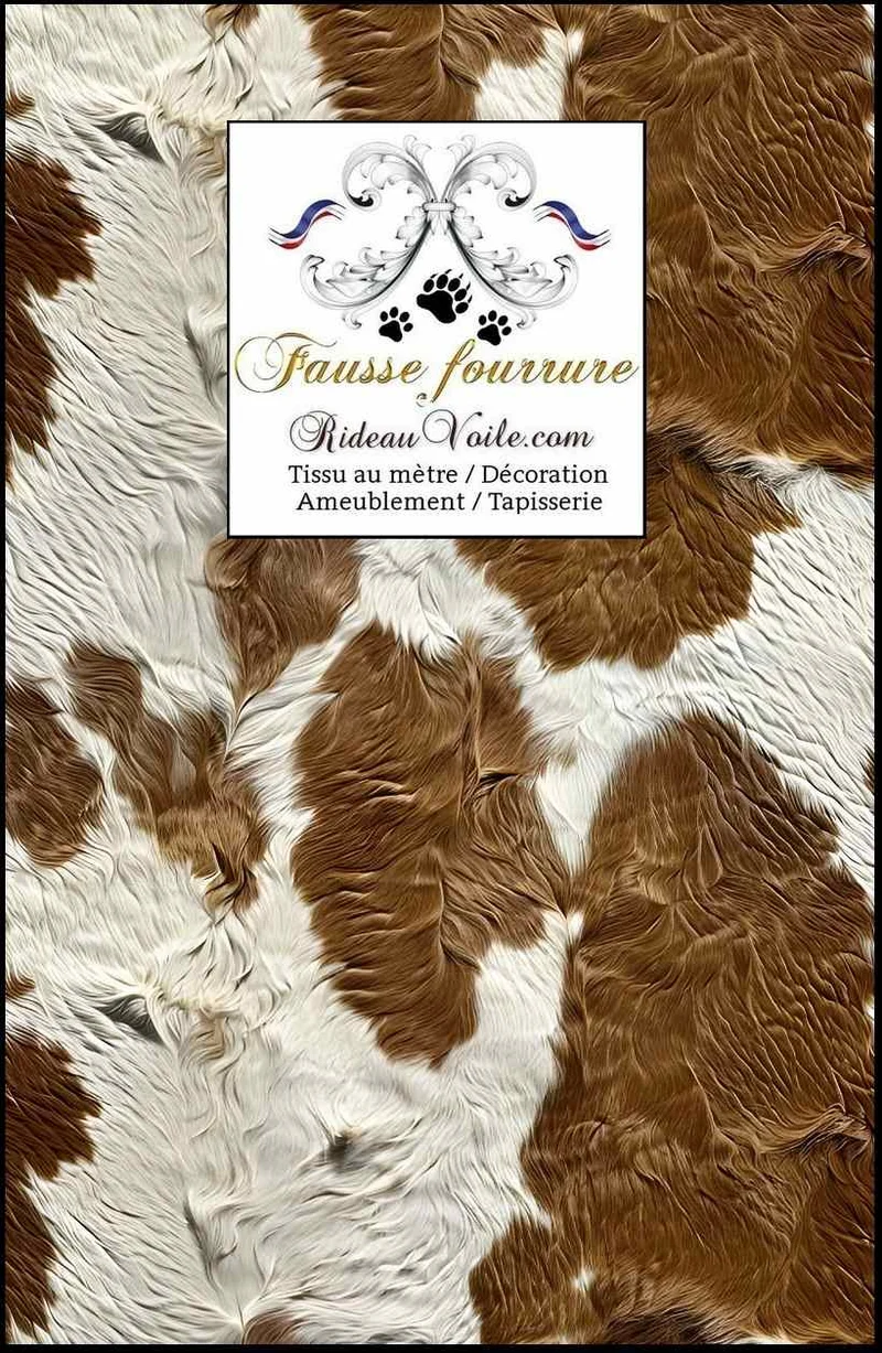 Velours marron brun tissu ameublement fausse fourrure peau vache Montagne Campagne